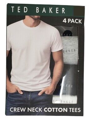 TED BAKER Tees Men Crew Neck Cotton Blend 4 Pack NWT